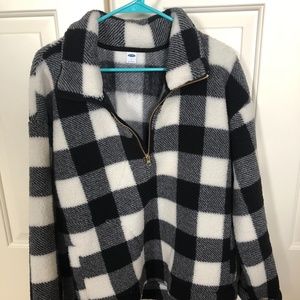 Old Navy 1/4 zip plaid fleece pullover